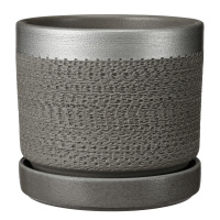 Горшок Брюссель керамический серый серебро цилиндр №4 (d-21 см, v-4,22 л.)